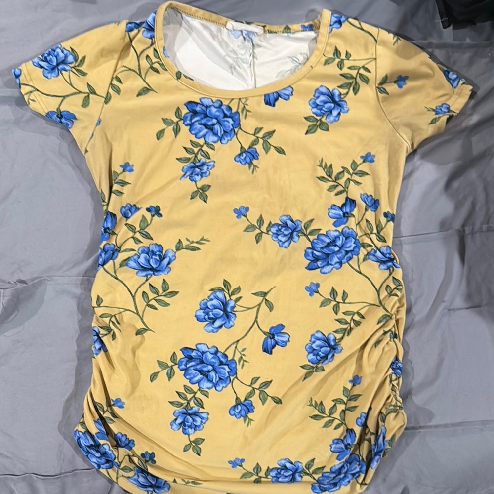 Floral Yellow and Blue Women's Top